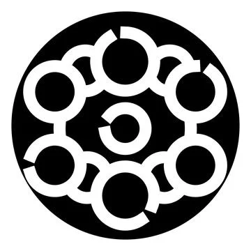 Circular geometric design with interconnected rings pattern イラスト素材