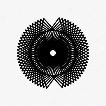 Circular geometric element of radial , lines. Abstract black illustration Illustrazione stock