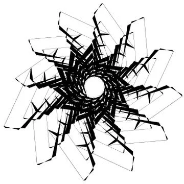 Circular geometric element. Rotating shapes, forms abstract illustration. Ilustración de archivo