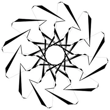 Circular geometric element. Rotating shapes, forms abstract illustration. Ilustración de archivo