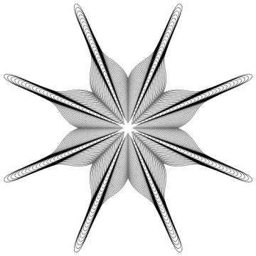 Circular geometric element(s),  rotating radiating shapes on white Stockillustratie