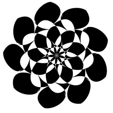 Circular geometric element(s),  rotating radiating shapes on white Stock Illustration