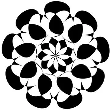 Circular geometric element(s),  rotating radiating shapes on white Illustrazione stock