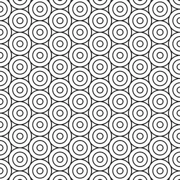 Circular Geometric Linear Black White Seamless Pattern Background Stock Illustration