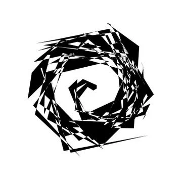 Circular geometric motif. Abstract grayscale op-art element Stock Illustration