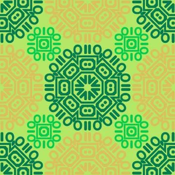 Circular geometric pattern design with computer generated shapes Stock Illustration