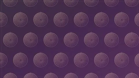 Circular geometric patterns with intricate line designs on dark purple back.. Stock Illustration