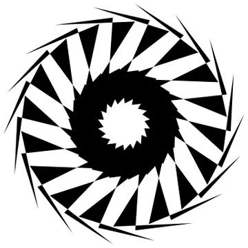 Circular geometric shape. Abstract monochrome spiral element. 库存插图