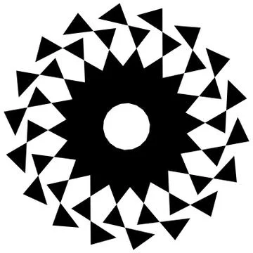 Circular geometric shape. Abstract monochrome spiral element. 库存插图