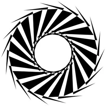 Circular geometric shape. Abstract monochrome spiral element. Stockillustratie
