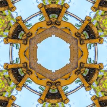 Circular geometric shape made from a tractor Stock Photos