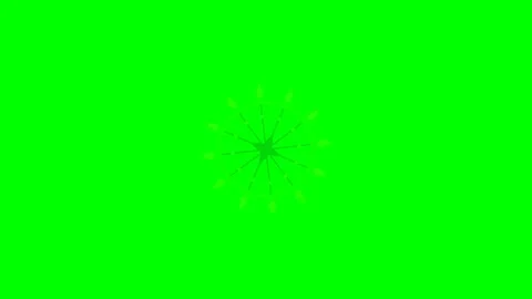 A circular geometric star pattern with yellow flames on a green background Stock Footage 340266150