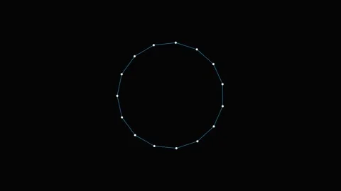 A circular geometric structure formed by connected white glowing data points Stock Footage 339618304
