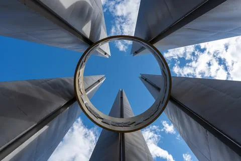 Circular geometry inside the Eternal Flame memorial in Ukhta Stock Photos