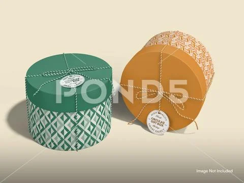 Circular Gift Box Mockup PSD Template