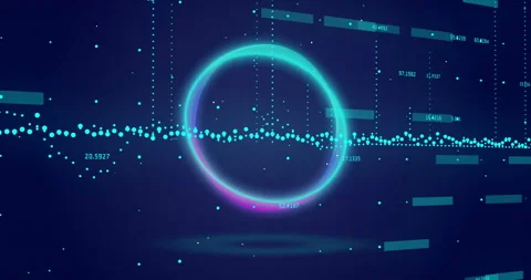 Circular glowing ring and data points with numerical values, data visualization Stock Footage 306815717