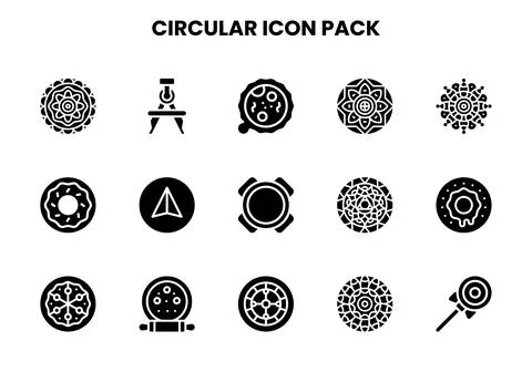 Circular Glyph Collection Icons Pack Stock Illustration