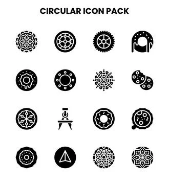Circular Glyph Design Icons Pack イラスト素材