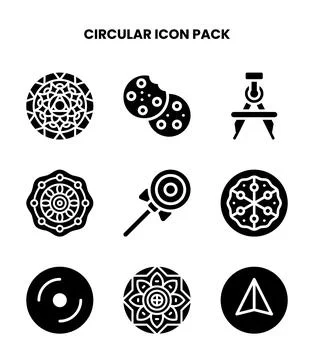 Circular Glyph Vector Icons Pack Stock Illustration