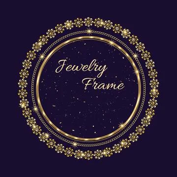 Circular golden frame with golden elements Stock Illustration