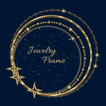 Circular golden frame with large negative space for copy placement. Stock Illustration
