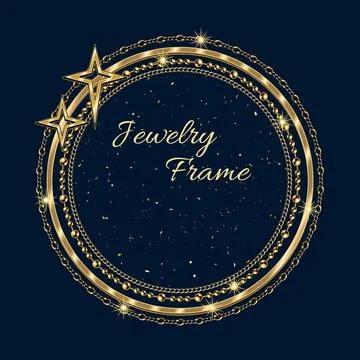 Circular golden frame with large negative space for copy placement. Stock Illustration