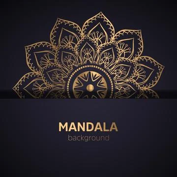 Circular golden pattern in form of mandala for Henna, tattoo, decoration. Decora Stock Illustration