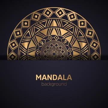 Circular golden pattern in form of mandala for Henna, tattoo, decoration. Decora Stock Illustration