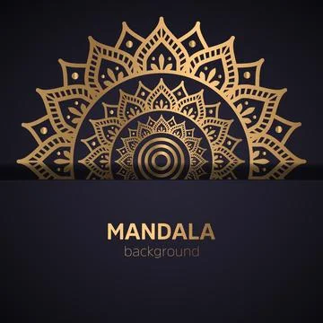 Circular golden pattern in form of mandala for Henna, tattoo, decoration. Decora Stock Illustration