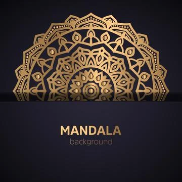 Circular golden pattern in form of mandala for Henna, tattoo, decoration. Decora Stock Illustration