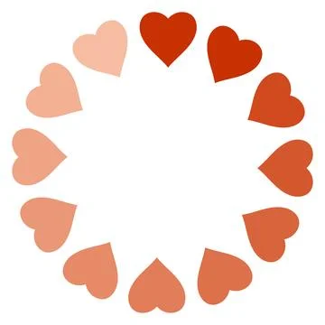Circular gradient heart ring with warm tonal progression pattern Stock Illustration