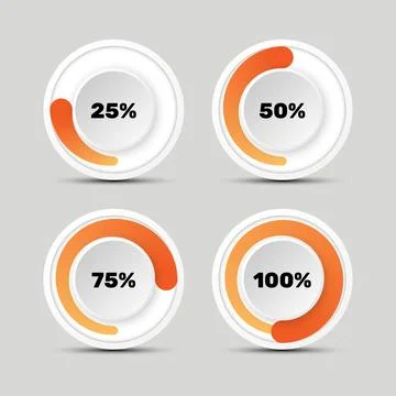 Circular gradient loading indicator or progress bar set with percentage for.. Stock Illustration