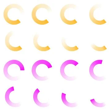Circular Gradient Loading Progress Bar Set, Modern UI Ring Loader Elements Stock Illustration