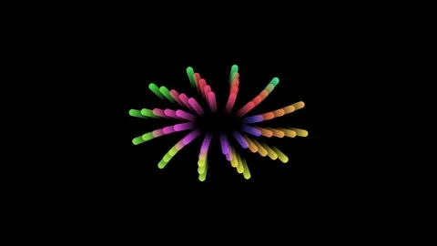 A circular gradient loading spinner icon centered on a deep black background Video stock 335117548