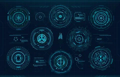 Circular graph bars and futuristic HUD UI elements Stock Illustration