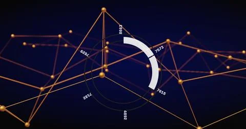 Circular graph with numbers and connecting lines, data visualization image Stock Photos