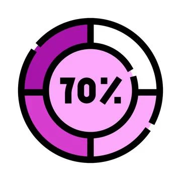 Circular graph presenting 70 percent progress data 스톡 일러스트