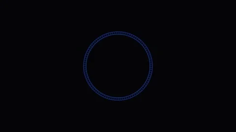 Circular graphic in blue lines against black background Stock Footage 338188839