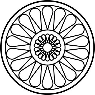 Circular graphic design with radiating teardrop shapes floral pattern. イラスト素材