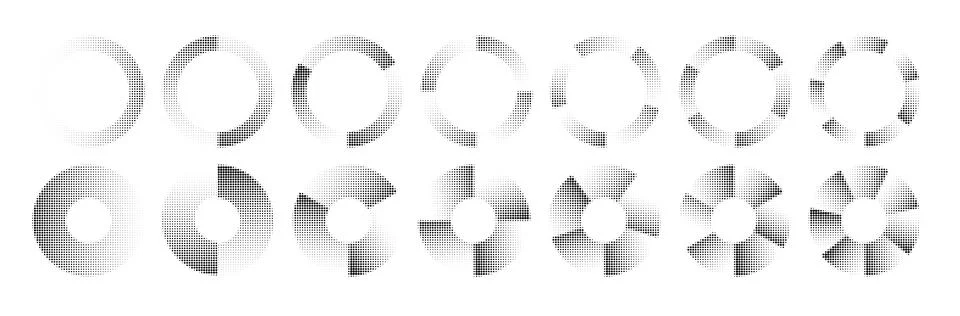 Circular Graphic Elements. Glitch Halftone Texture . Vector Illustrazione stock