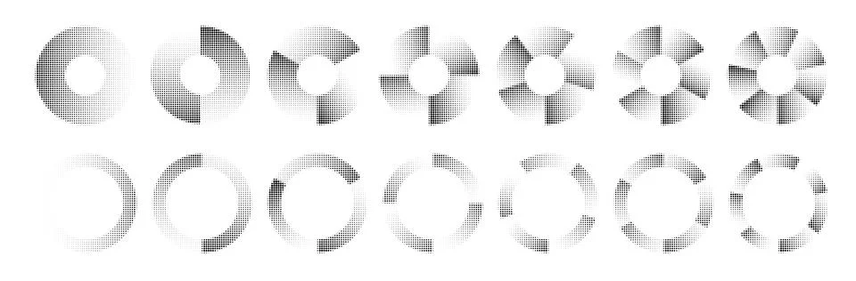 Circular Graphic Elements. Glitch Halftone Texture . Vector Stock Illustration