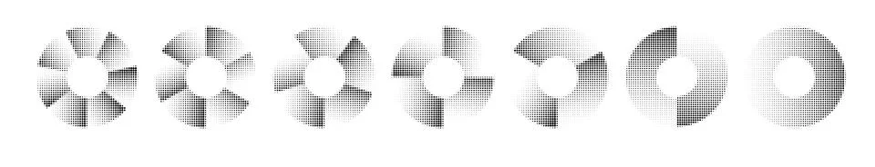 Circular Graphic Elements. Glitch Halftone Texture . Vector Stock Illustration