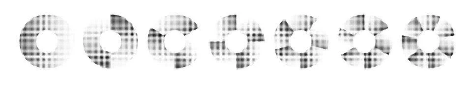 Circular Graphic Elements. Glitch Halftone Texture . Vector Illustrazione stock