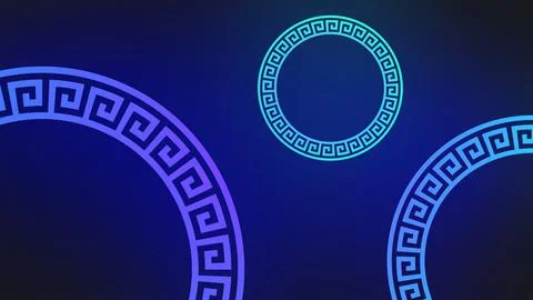 Circular greek meander pattern background animation. Stylish modern anime man Stock Illustration