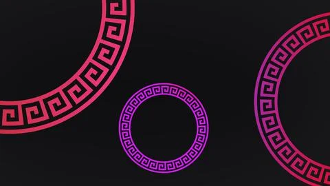 Circular greek meander pattern background animation. Stylish modern anime man Stock Illustration