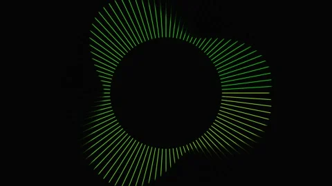 Circular green audio waveform pulsing in rhythmic motion against black back.. Video stock 341770755