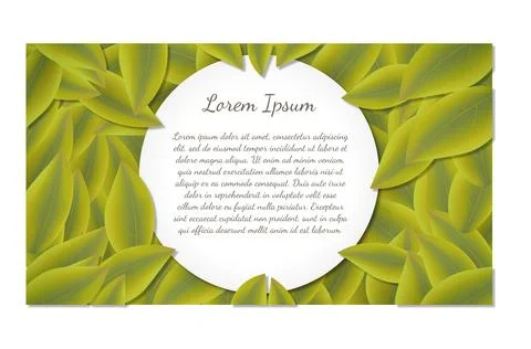 Circular Green Leaf Frame with Text Area.  Stock Illustration