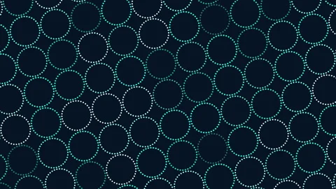 Circular green pattern on black background with connected circles Stockbeeldmateriaal 292939772