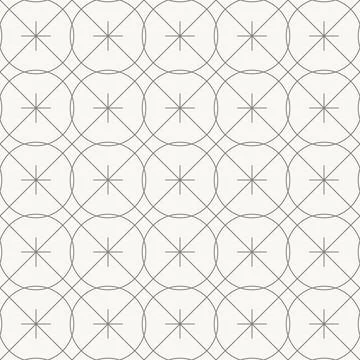 Circular grid with star intersections seamless pattern in minimal line design イラスト素材