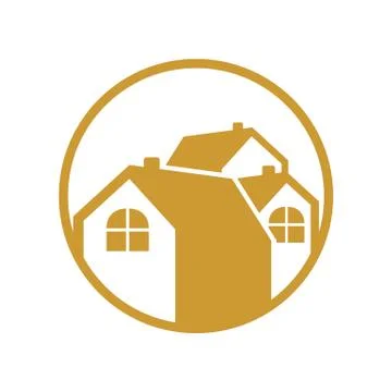 Circular Group House Gold Logo Stock Illustration